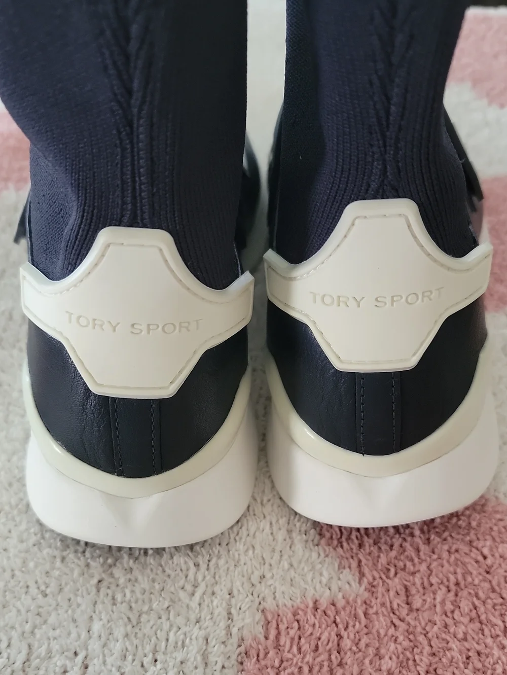 Tory Sport by Tory Burch Chevron Strap Sock Sneakers. Navy Women's Size 9.5 NWOT